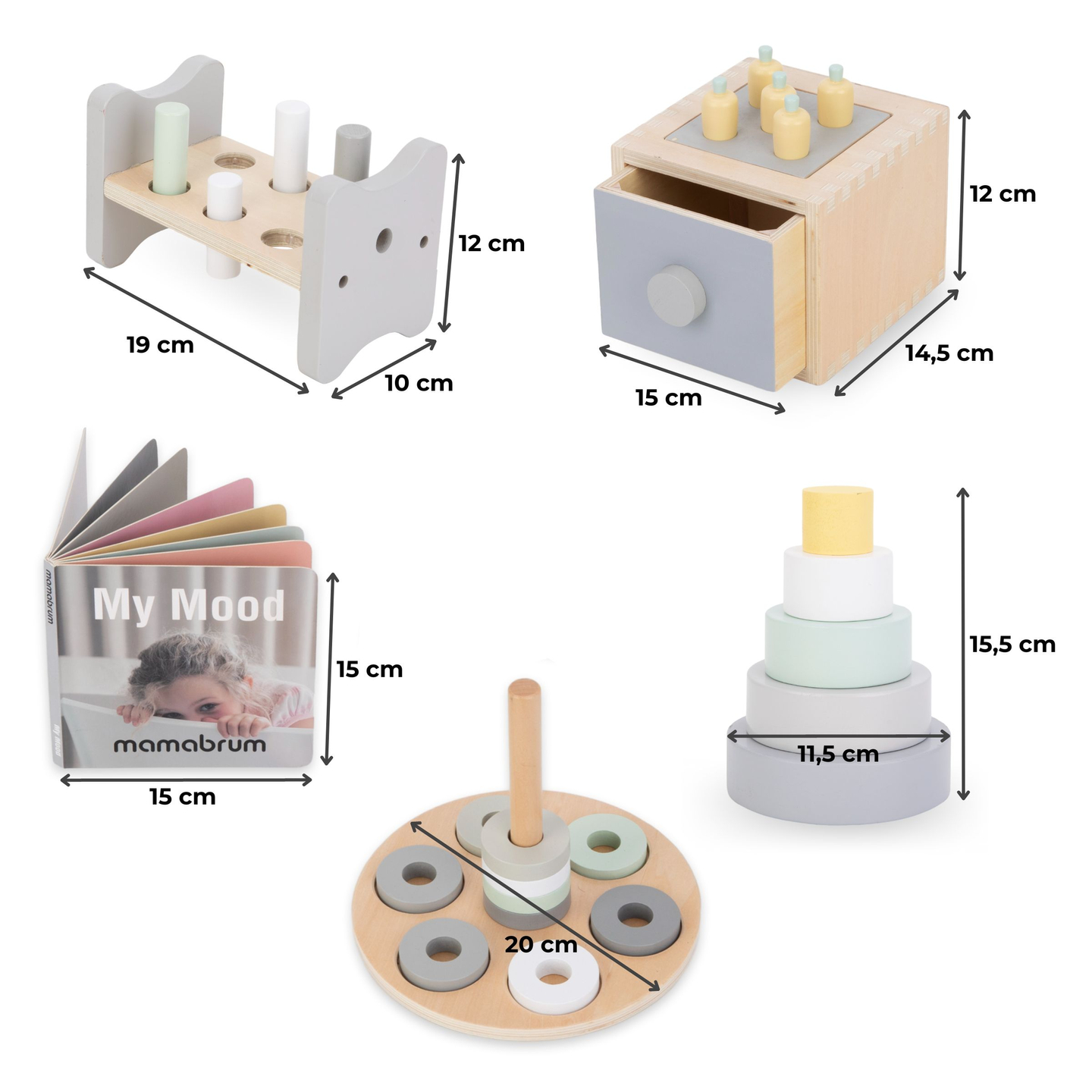 Caja educativa Montessori para niños pequeños - 6 juguetes