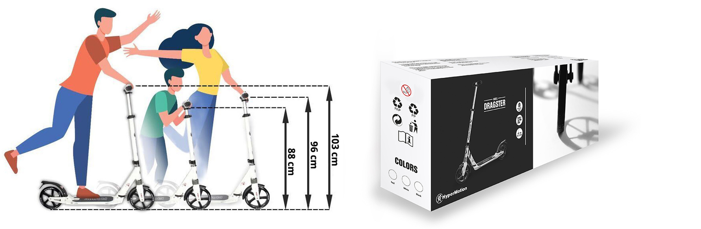 Patinete urbano HyperMotion DRAGSTER Negro