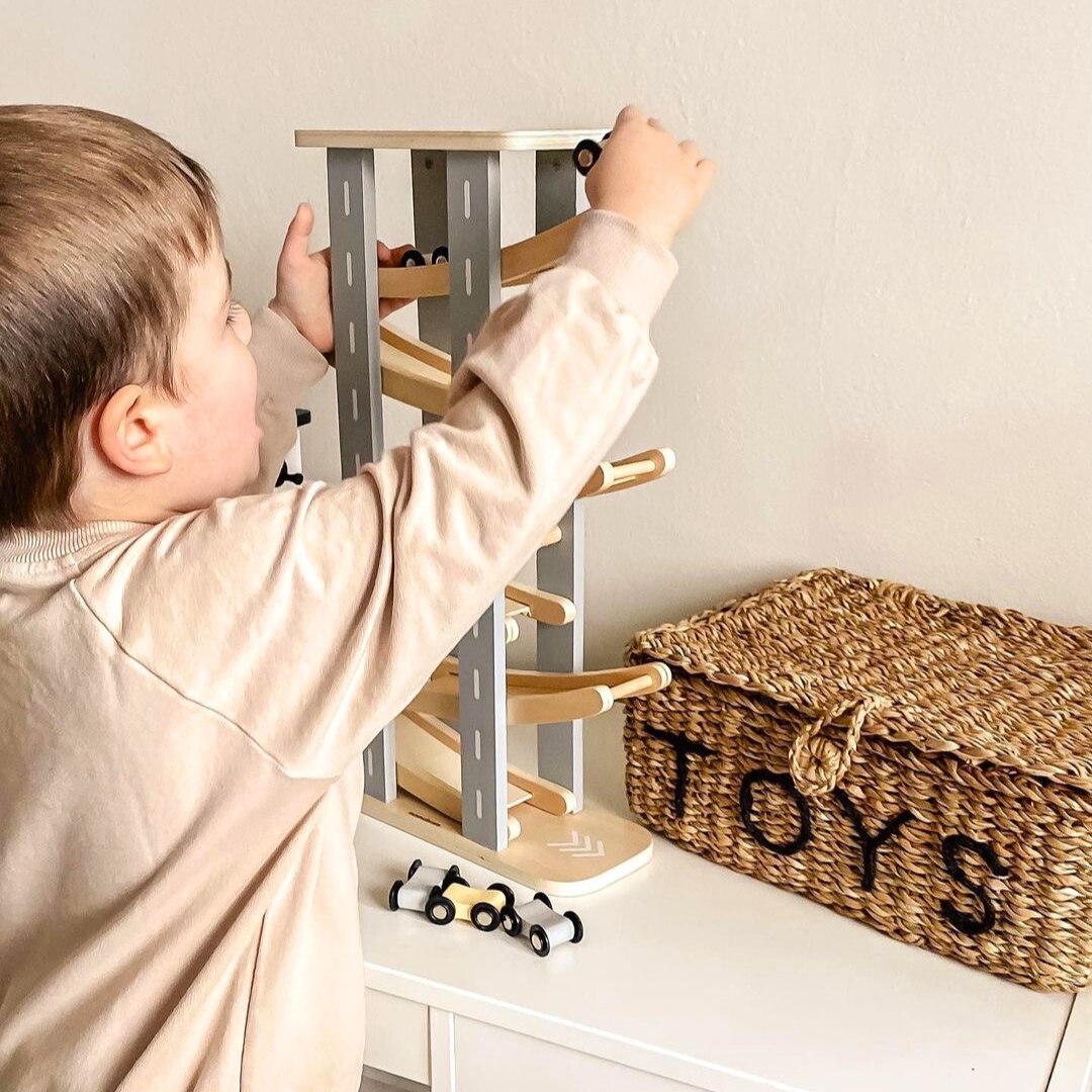 Pista de madera - tobogán para coches - 6 plantas