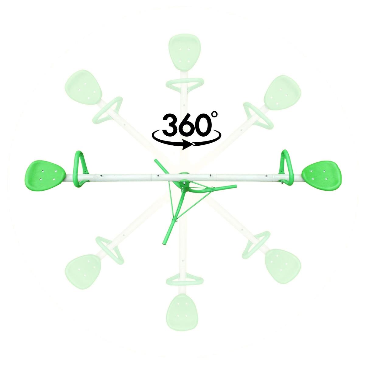 Columpio de jardín 2 en 1, barra de equilibrio para 2 personas con función de carrusel de 360 grados
