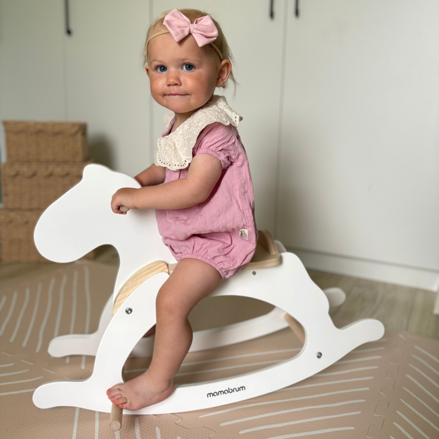 Caballito balancín de madera - blanco - a partir de 12 meses
