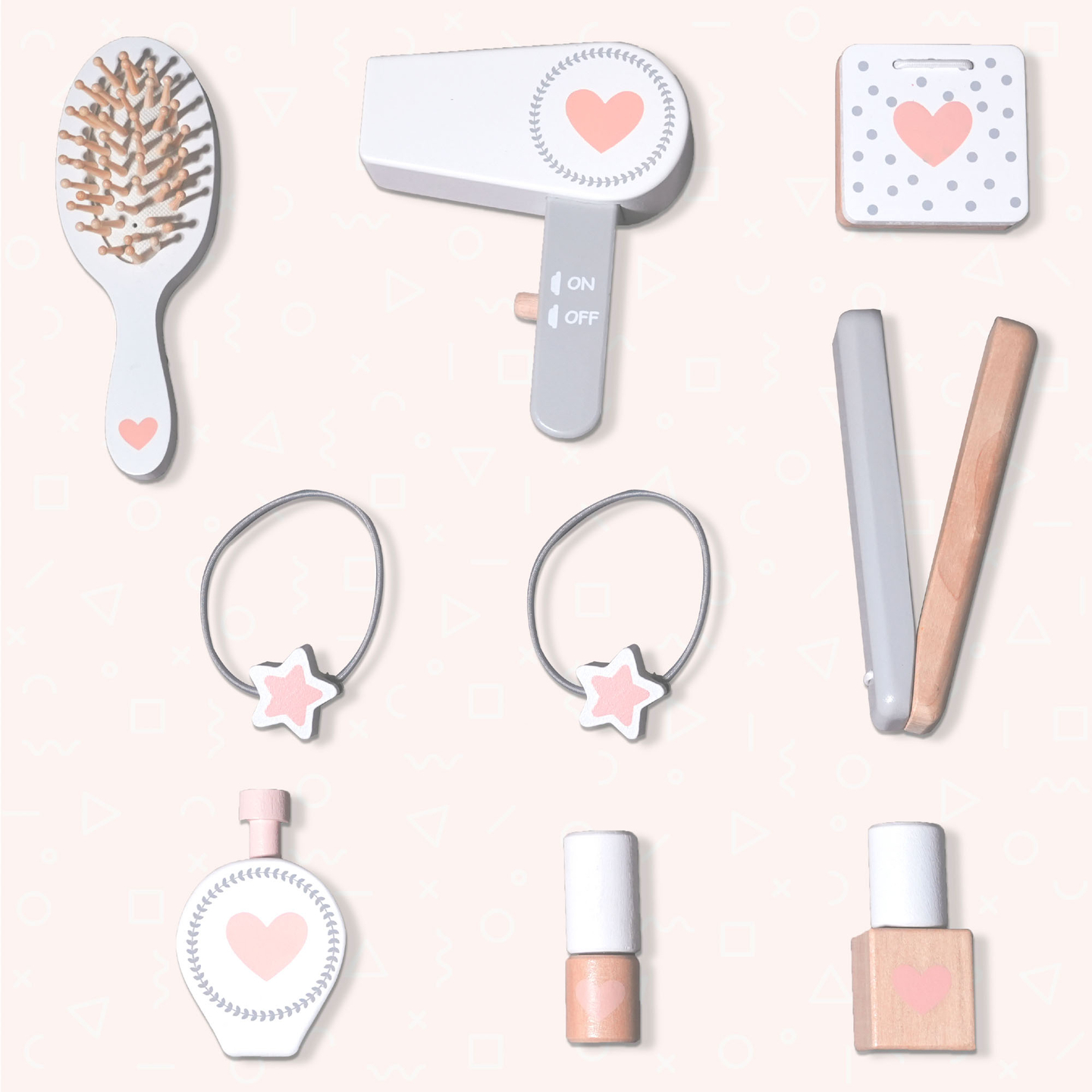 Tocador infantil de madera con silla, accesorios e iluminación LED