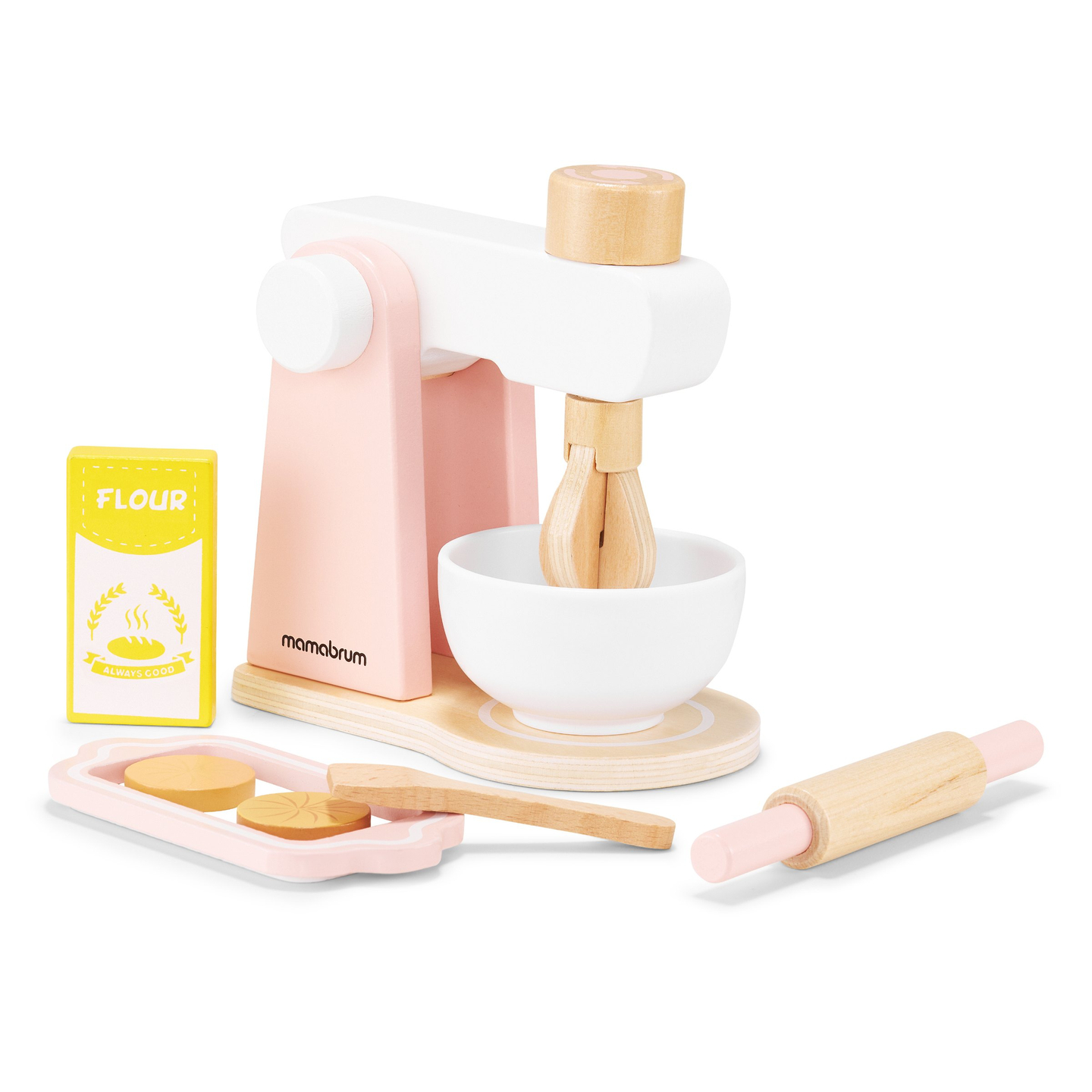 Amasadora de madera con accesorios, para niños