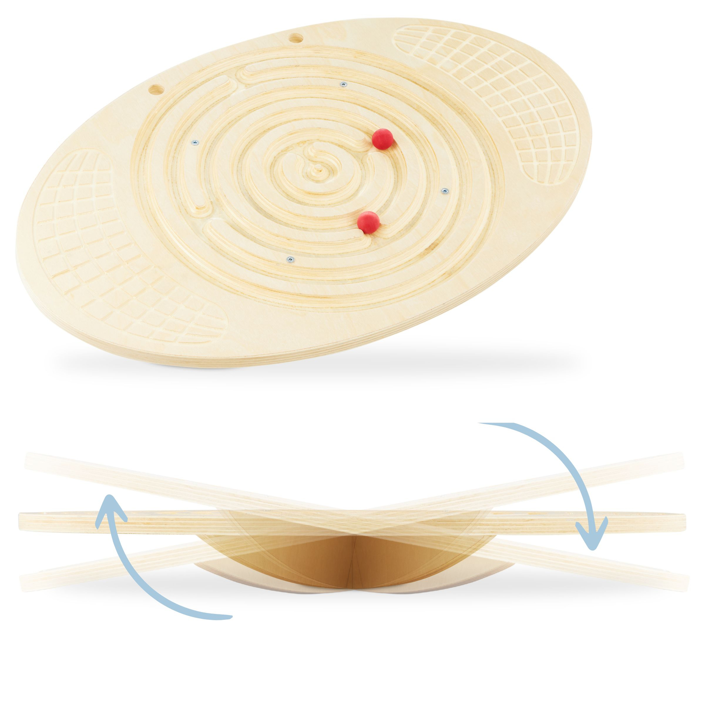 Tabla de equilibrio de madera con laberinto y bolas: balancín de equilibrio