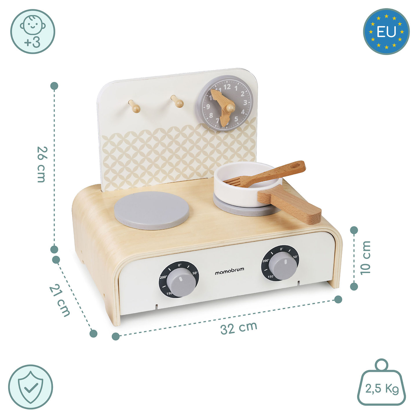Cocina plegable de madera Mamabrum para niños: juego con ollas, accesorios de cocina y almacenaje