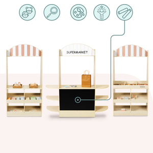 Gran tienda infantil de madera con pizarra: ¡91 piezas para divertirse comprando!