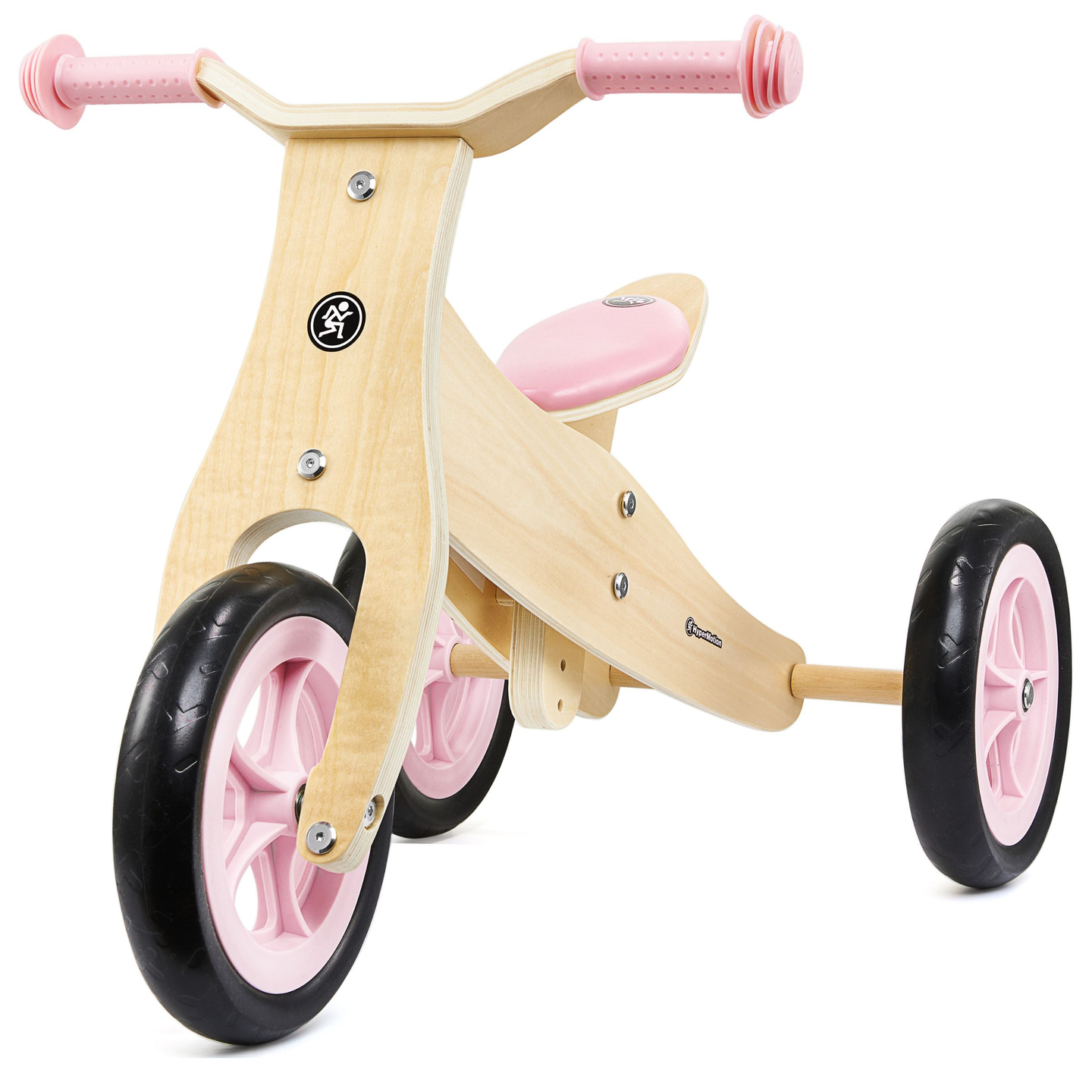 Triciclo y bicicleta de equilibrio de madera 2 en 1 - HyperMotion PERCY - rosa