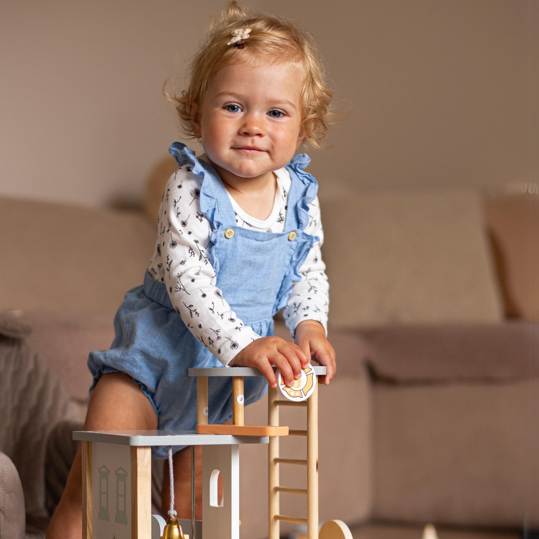 Parque de bomberos de madera con accesorios, parque de bomberos