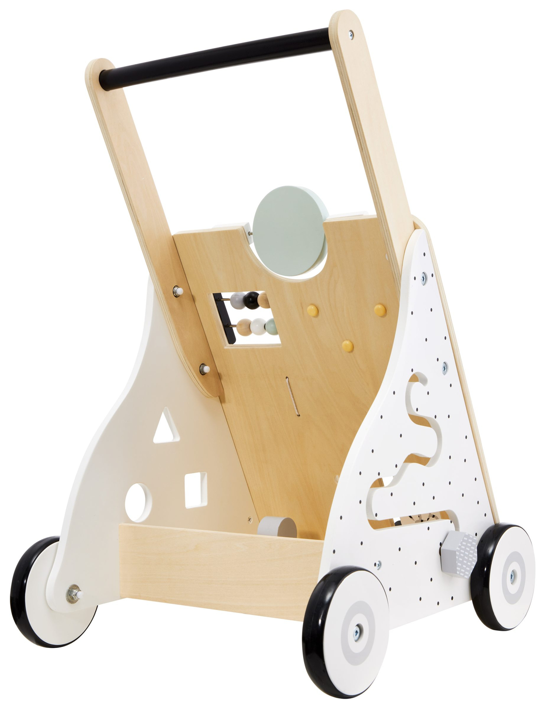 Andador/empujador educativo de madera para niños - tablero de manipulación