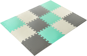 Puzzle de espuma 12 uds. - tapete educativo de espuma 120 x 90 x 1,2 cm con borde - menta