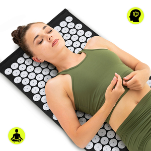 Esterilla de acupresión con almohada y funda - 72 cm HyperMotion blanco y negro