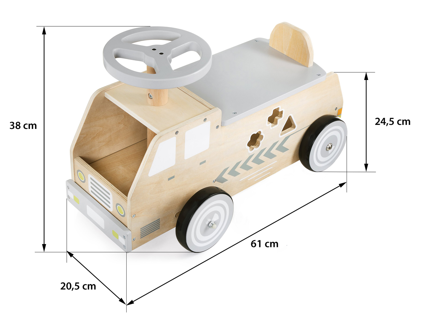 Correpasillos de madera, coche, coche de juguete con bloques