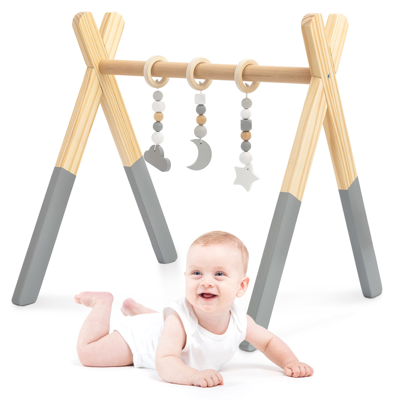 Soporte educativo de madera Baby Gym - color gris