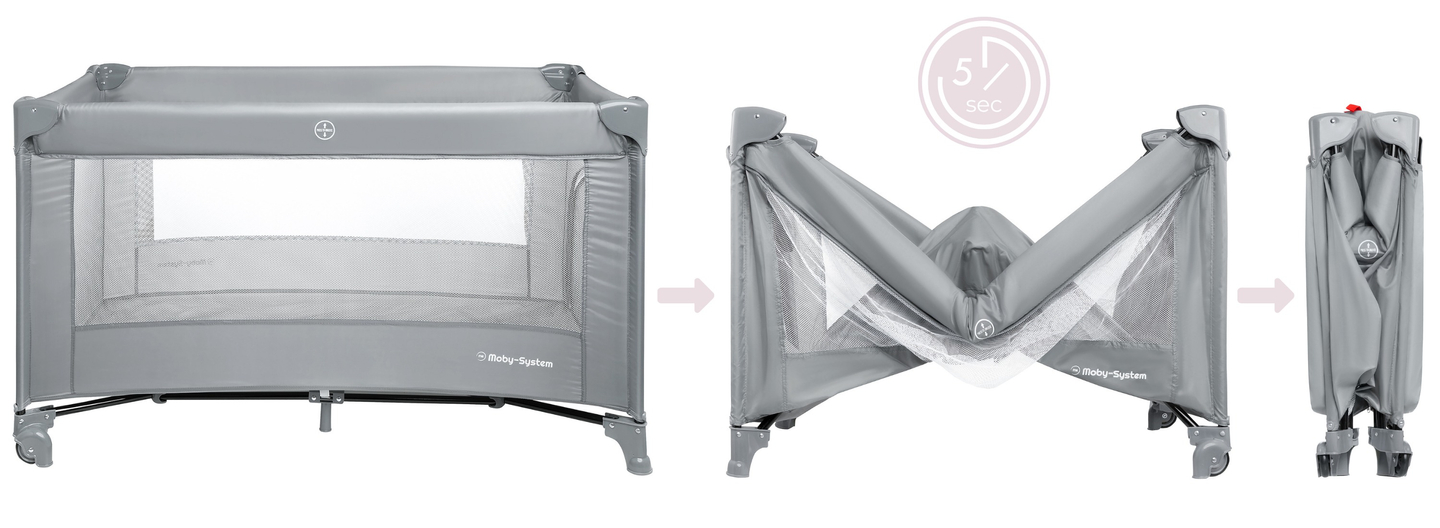 Cuna de viaje portátil Happy Traveler BASIC - gris