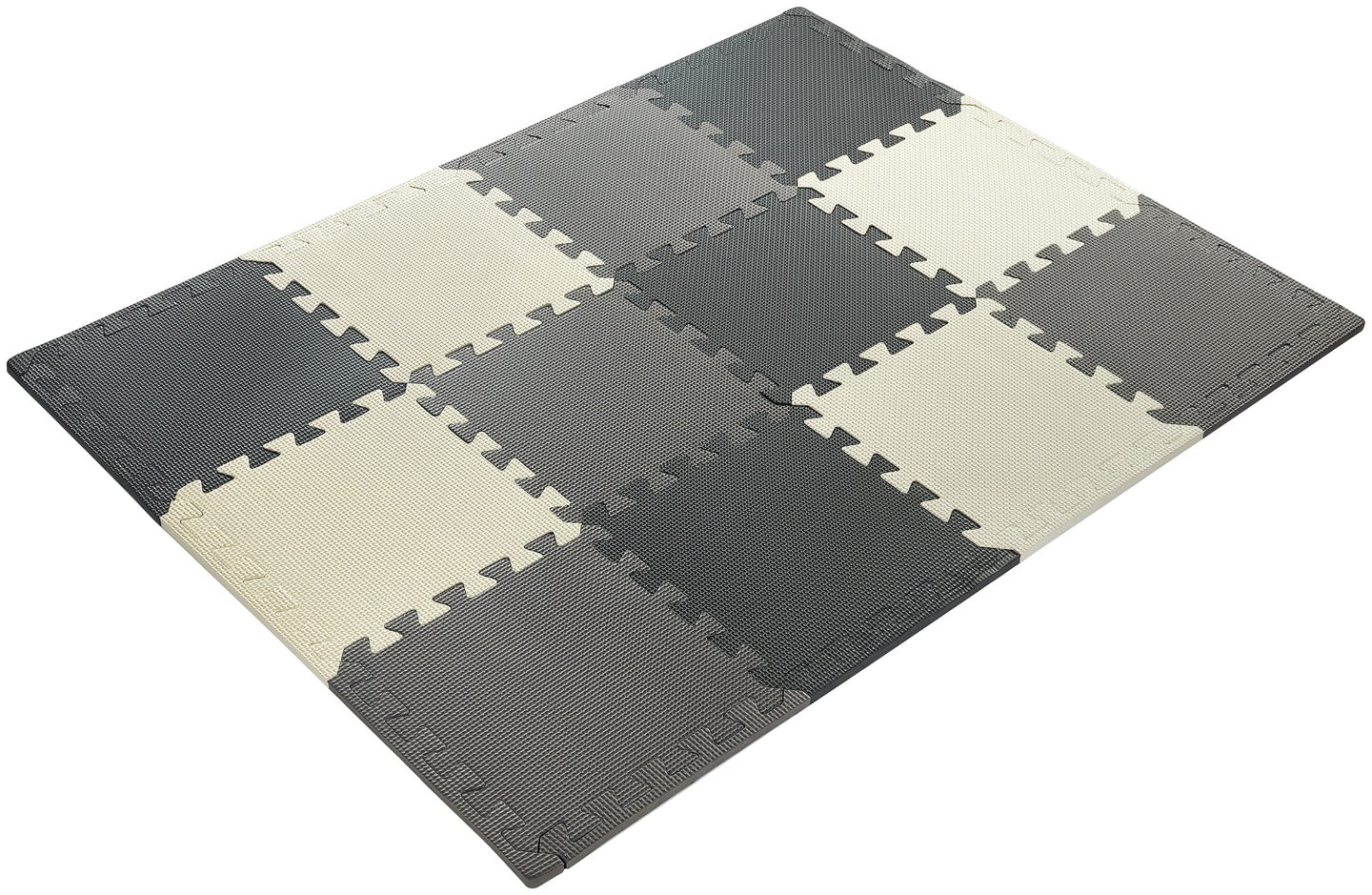 Puzzle de espuma 12 uds. - tapete educativo de espuma 120 x 90 x 1,2 cm con borde - gris