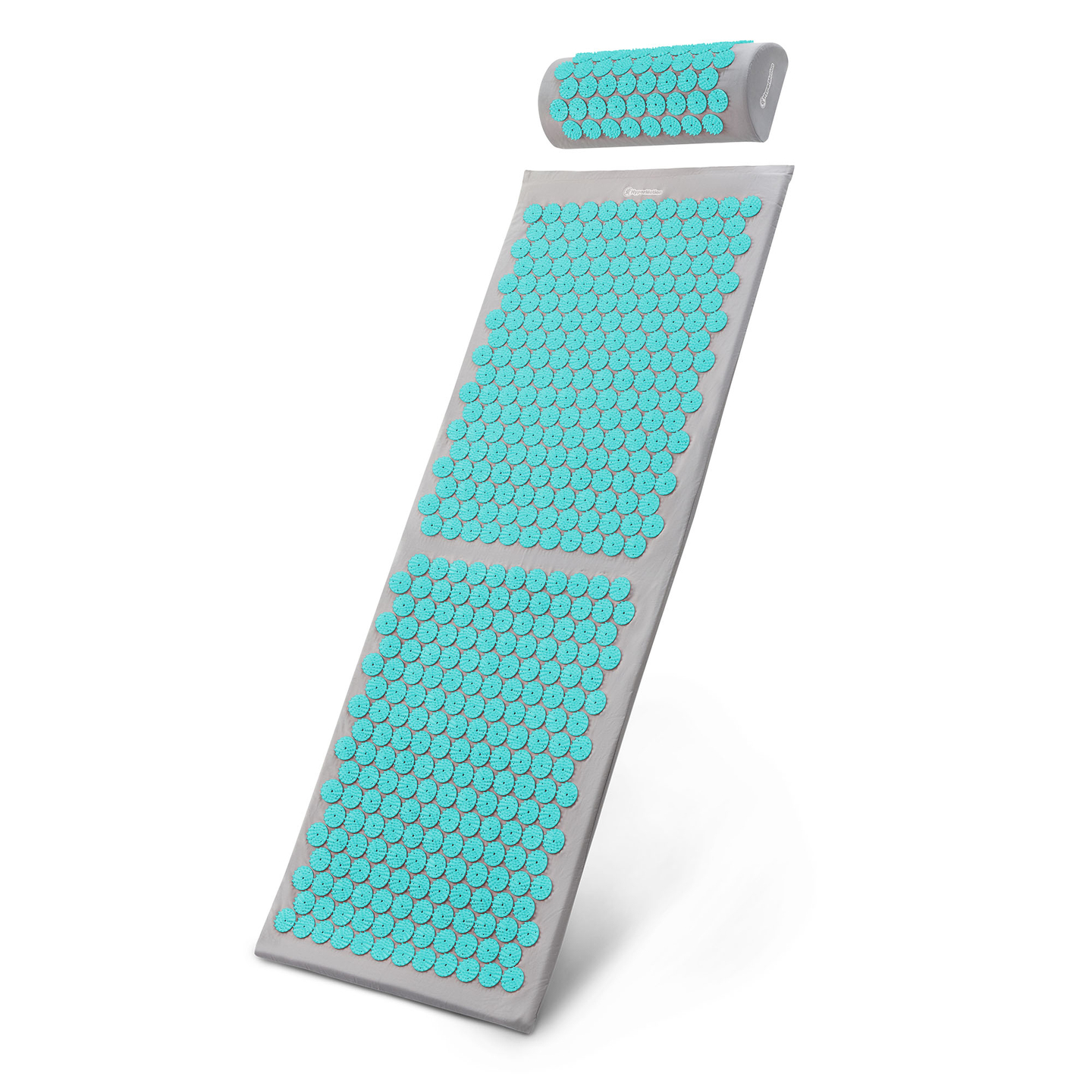 Esterilla de acupresión grande con almohada y funda - 130 cm HyperMotion gris-menta