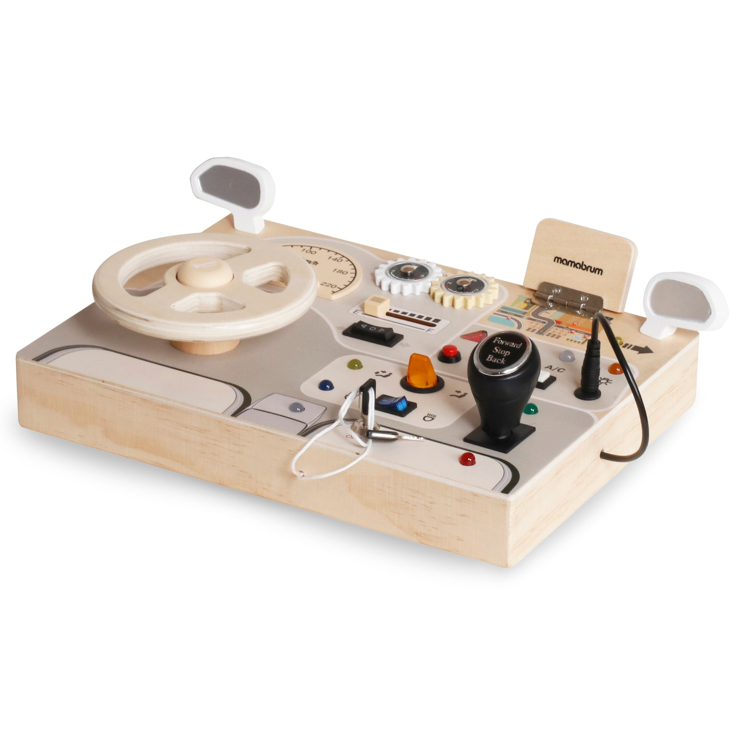 Tablero de juego de madera Montessori para niños pequeños - salpicadero de coche