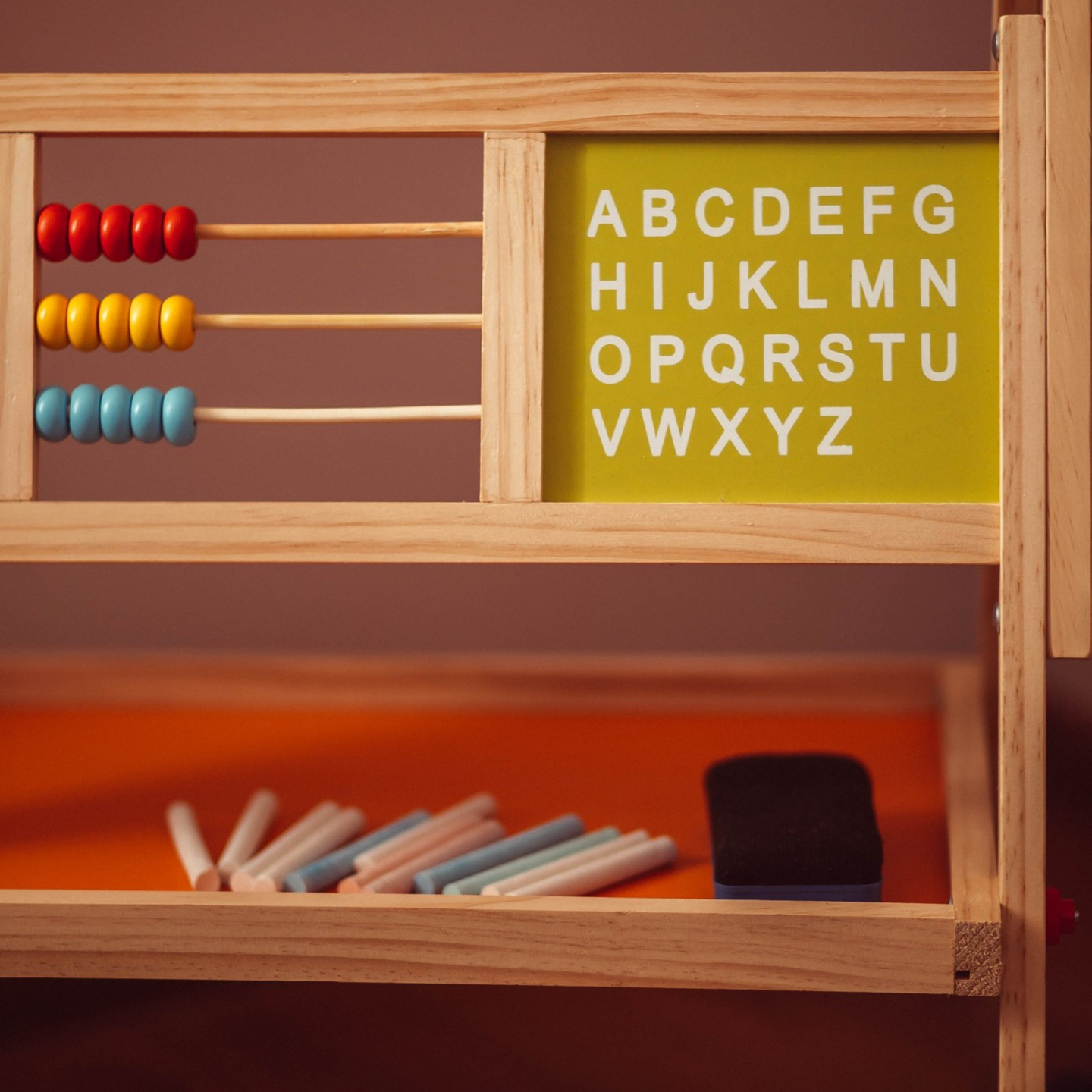 Gran pizarra educativa de dos caras: magnética y pizarra de tiza - pizarra de borrado en seco, madera