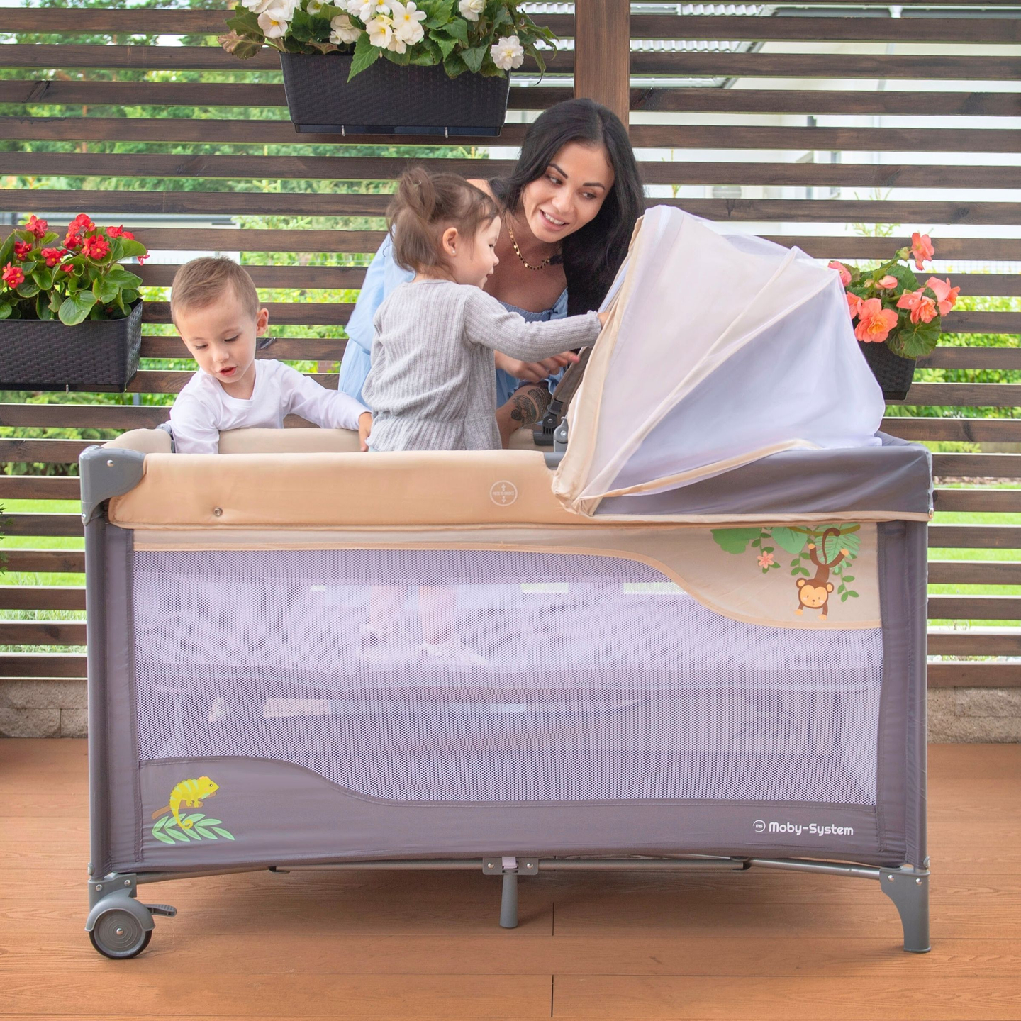 Cuna de viaje 0 - 36 m con cambiador + parque infantil Moby-System HUXLEY