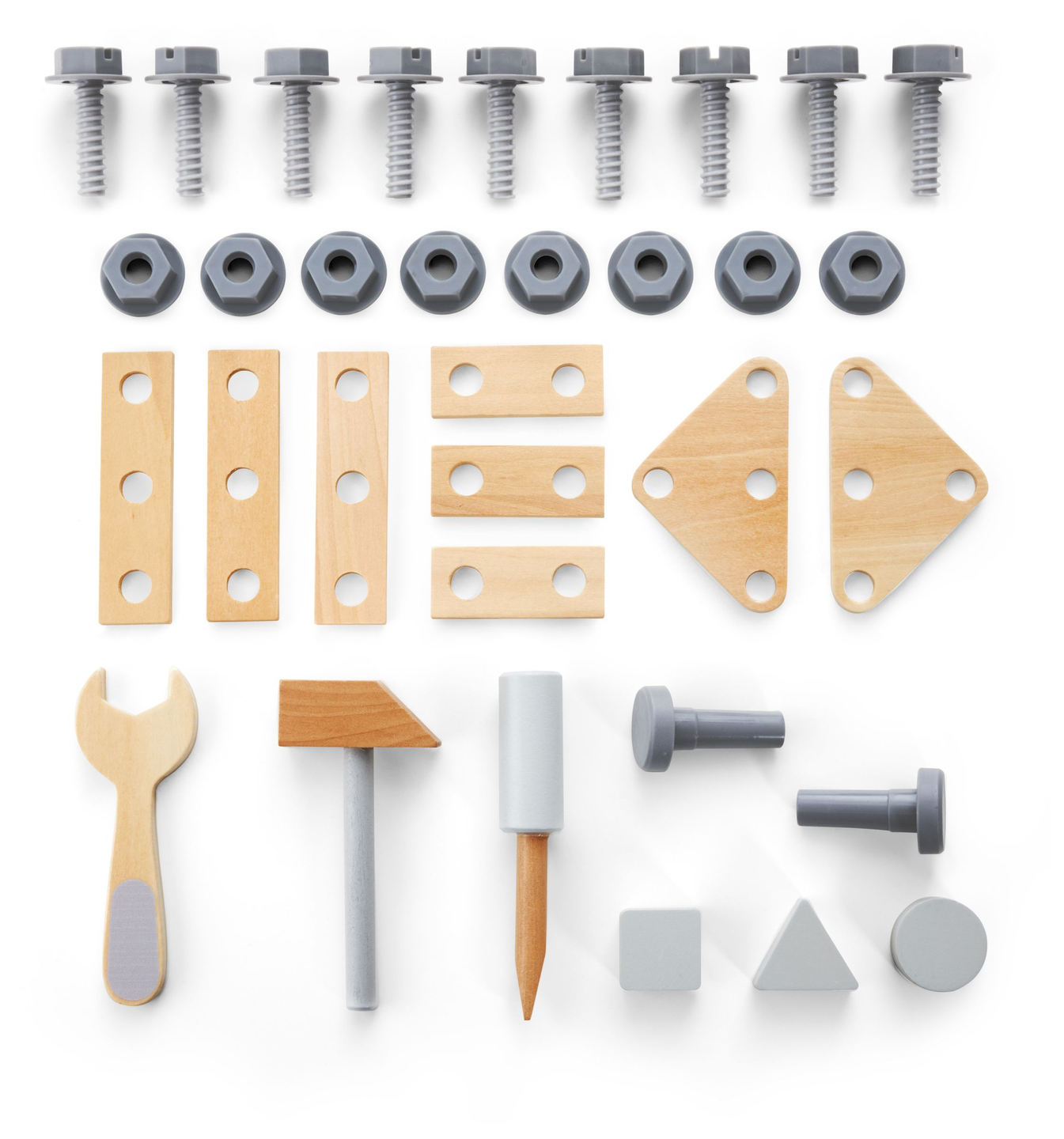 Andador de madera 3en1, empujador + taller - 47 elementos