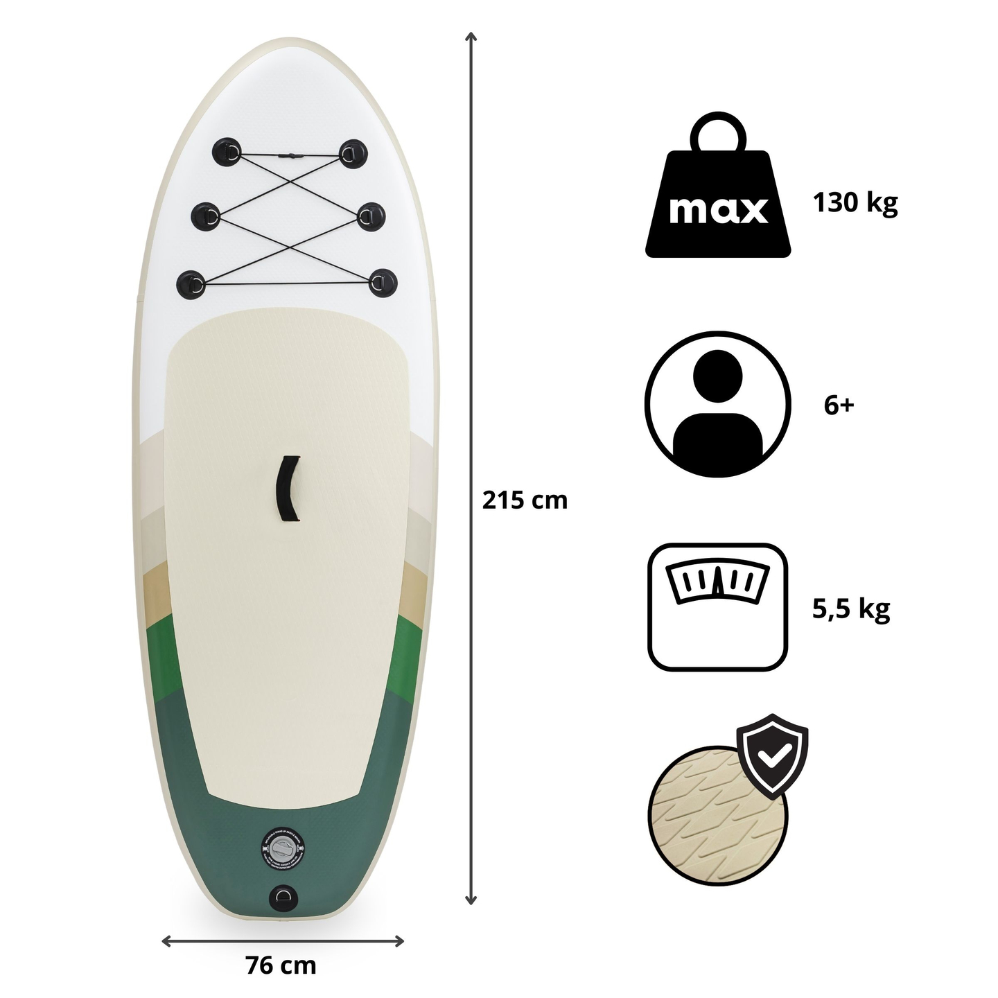 Tabla de SUP hinchable para niños Stand Up Paddle 215cm con remo - HyperMotion WAVE BOOST 215