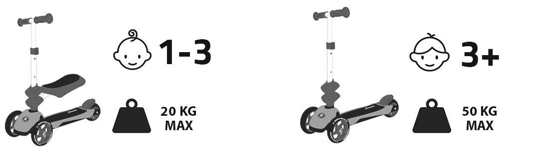 Patinete de equilibrio de tres ruedas 3 en 1 HyperMotion - rosa