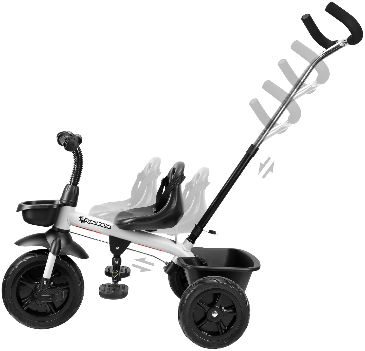 Triciclo HyperMotion TOBI VECTOR: ruedas infladas permanentemente + empujador. Color: gris claro.