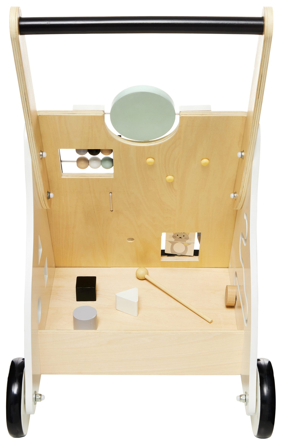 Andador/empujador educativo de madera para niños - tablero de manipulación