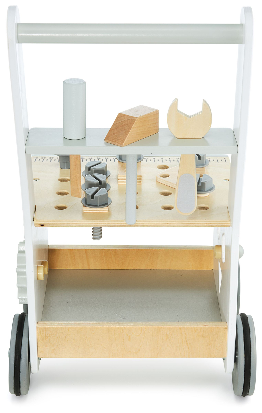 Andador de madera 3en1, empujador + taller - 47 elementos