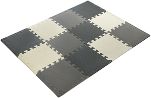 Puzzle de espuma 12 uds. - tapete educativo de espuma 120 x 90 x 1,2 cm con borde - gris