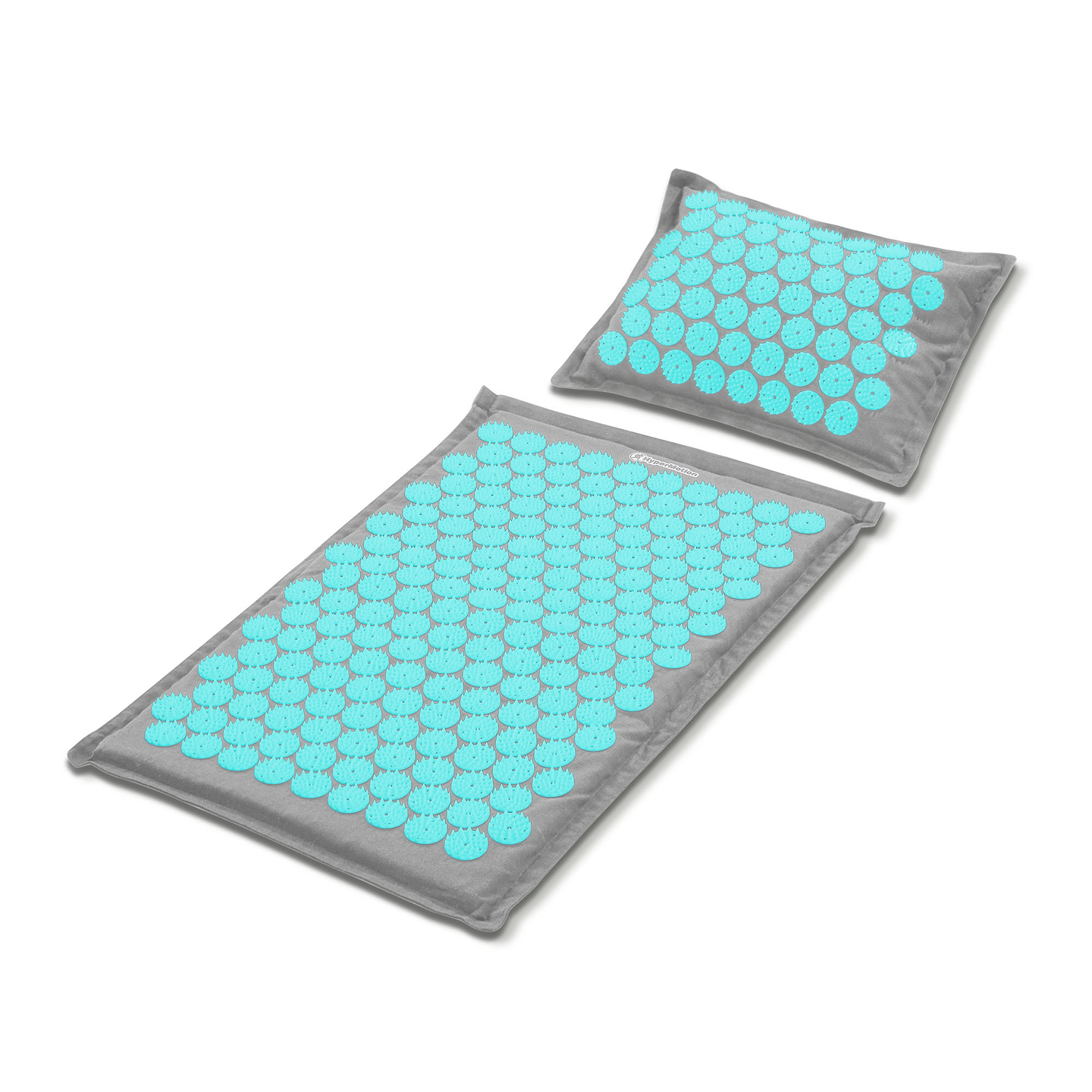 Esterilla de acupresión de lino ecológico con fibra de coco y cojín de trigo sarraceno – 68 cm HyperMotion gris-menta