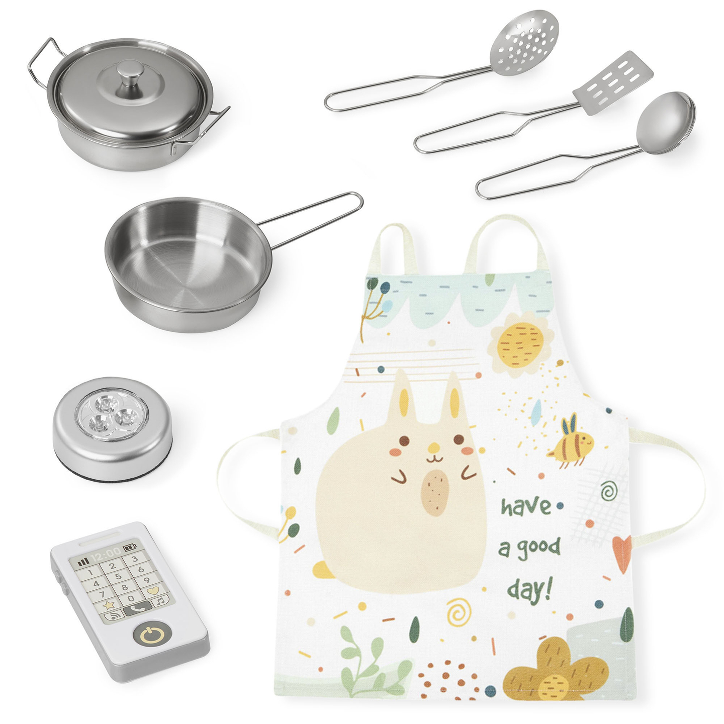 Cocina XXL de madera con iluminación LED, delantal y accesorios.