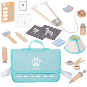 Conjunto veterinario de madera.