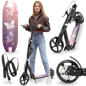 Scooter de dos ruedas para jóvenes adultos - con amortiguador - HyperMotion Skyline - rosa, aluminio - 100kg