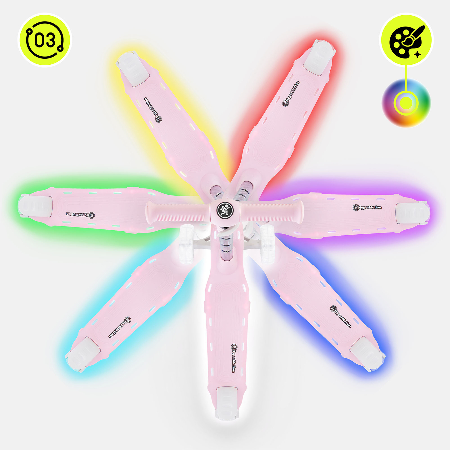 Patinete eléctrico HyperMotion BECKY - Iluminación LED RGB, rosa