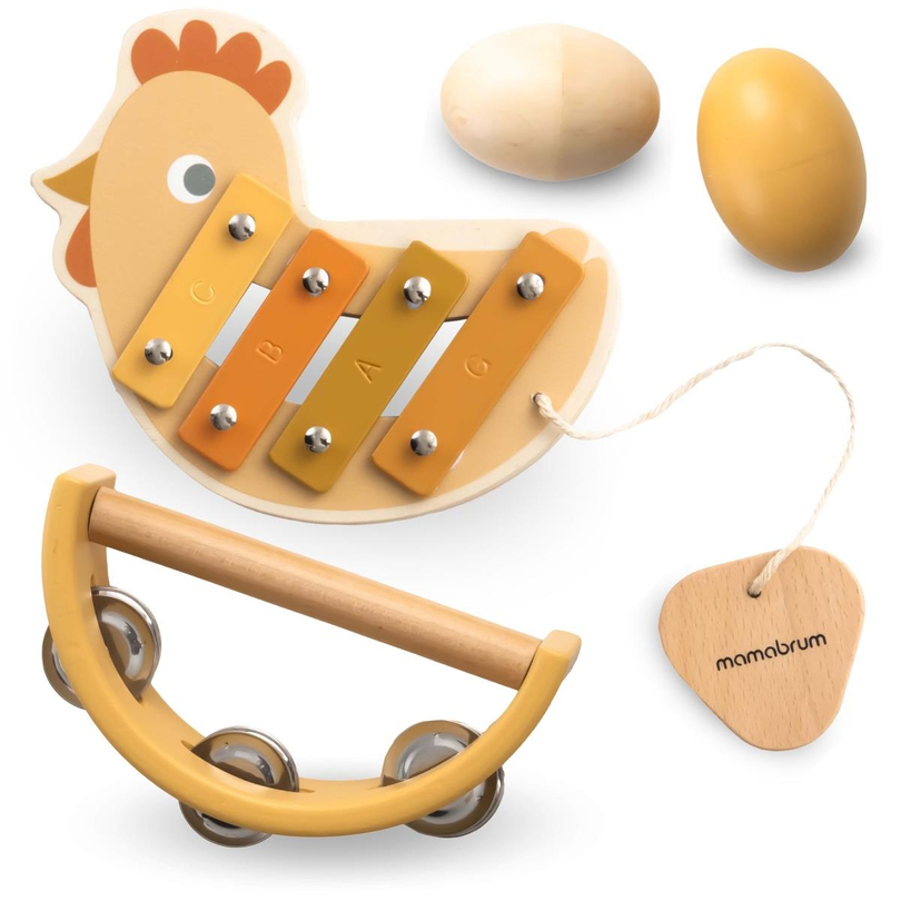 Juego de instrumentos con motivo de gallinas