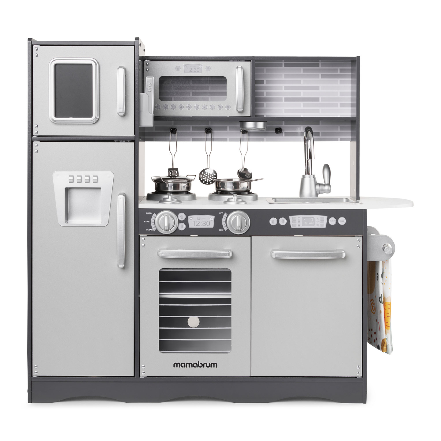 Cocina XXL de madera con iluminación LED, delantal y accesorios.