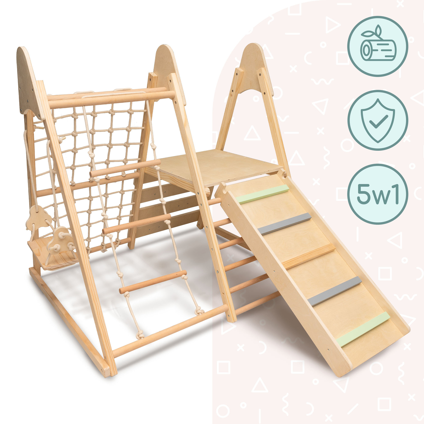 Parque infantil de madera XL 5en1