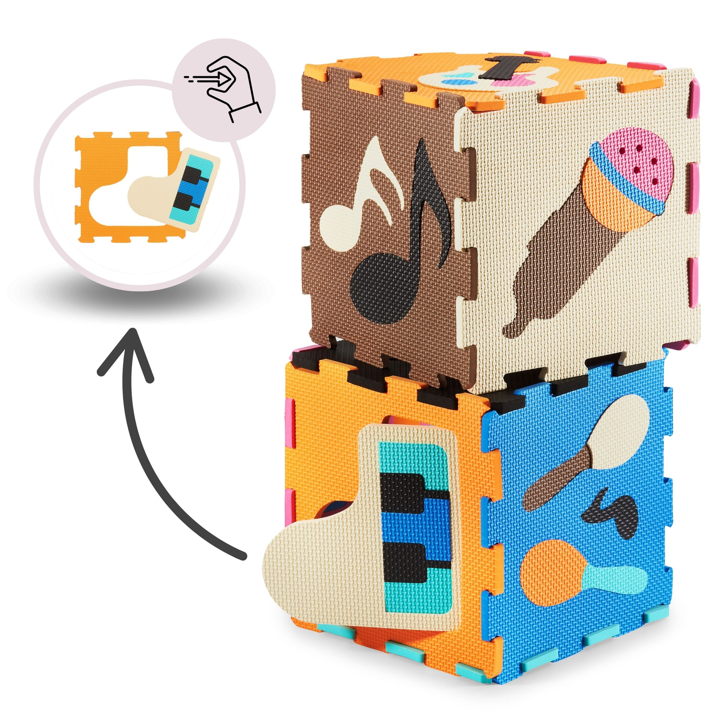 Alfombra educativa rompecabezas de espuma 90 x 90 x 1 cm - espuma EVA - patrón: instrumentos