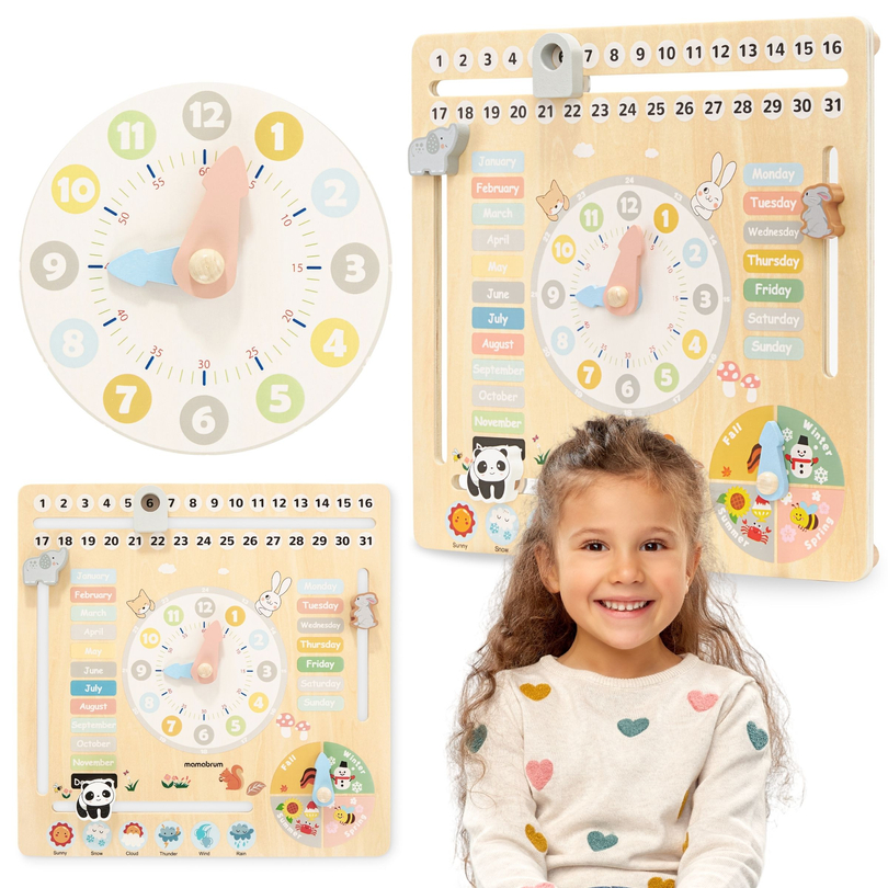 Calendario infantil de madera 6en1