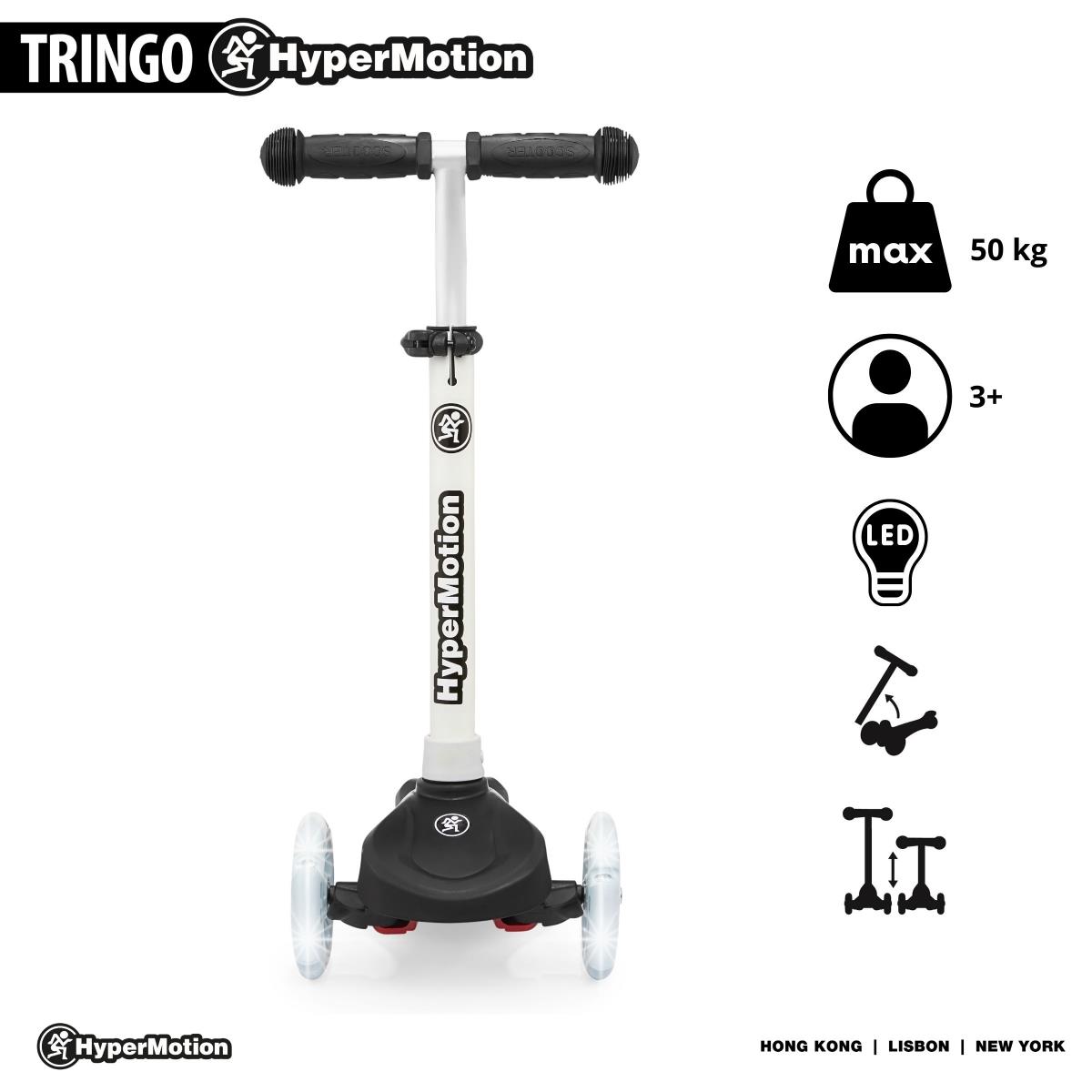 TRINGO scooter de tres ruedas, 3-8 años - negro + ruedas LED brillantes