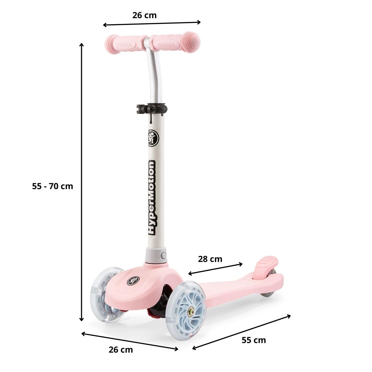 TRINGO scooter de tres ruedas, 3-8 años - rosa + ruedas LED brillantes