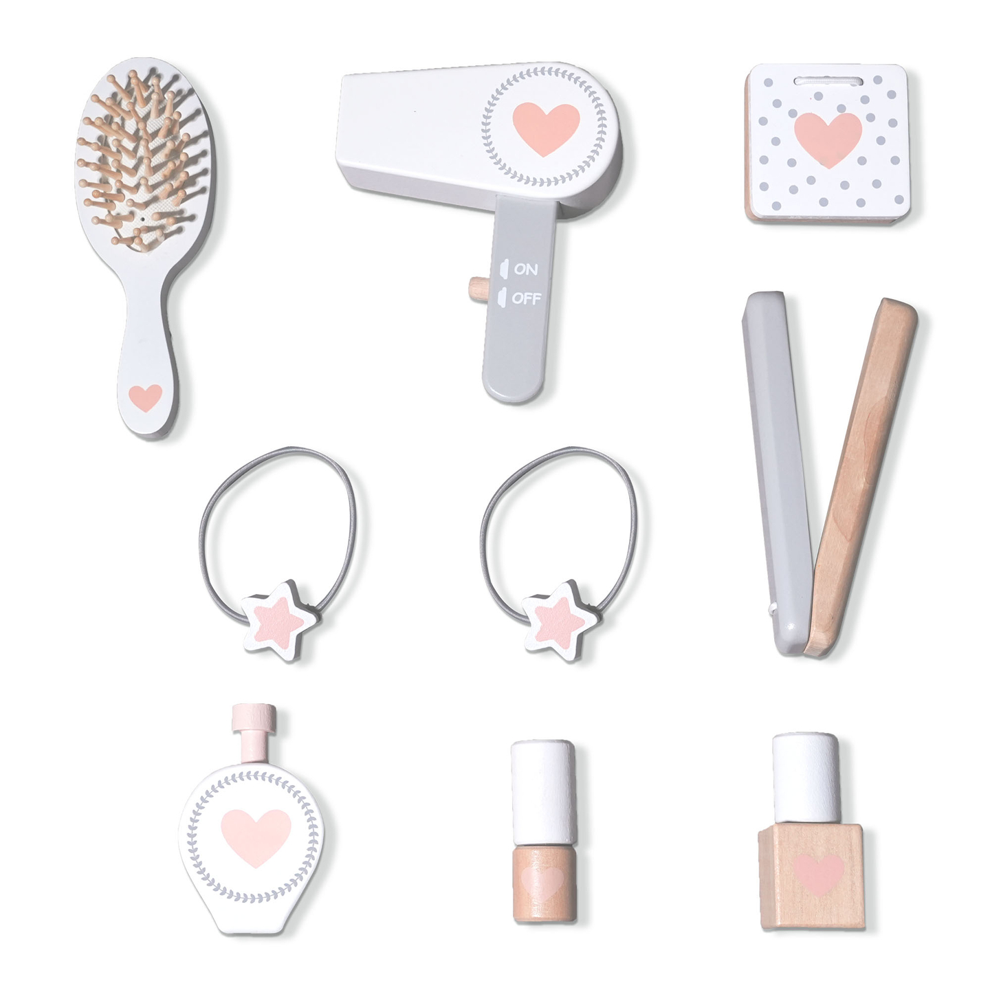 Tocador infantil de madera con silla, accesorios e iluminación LED