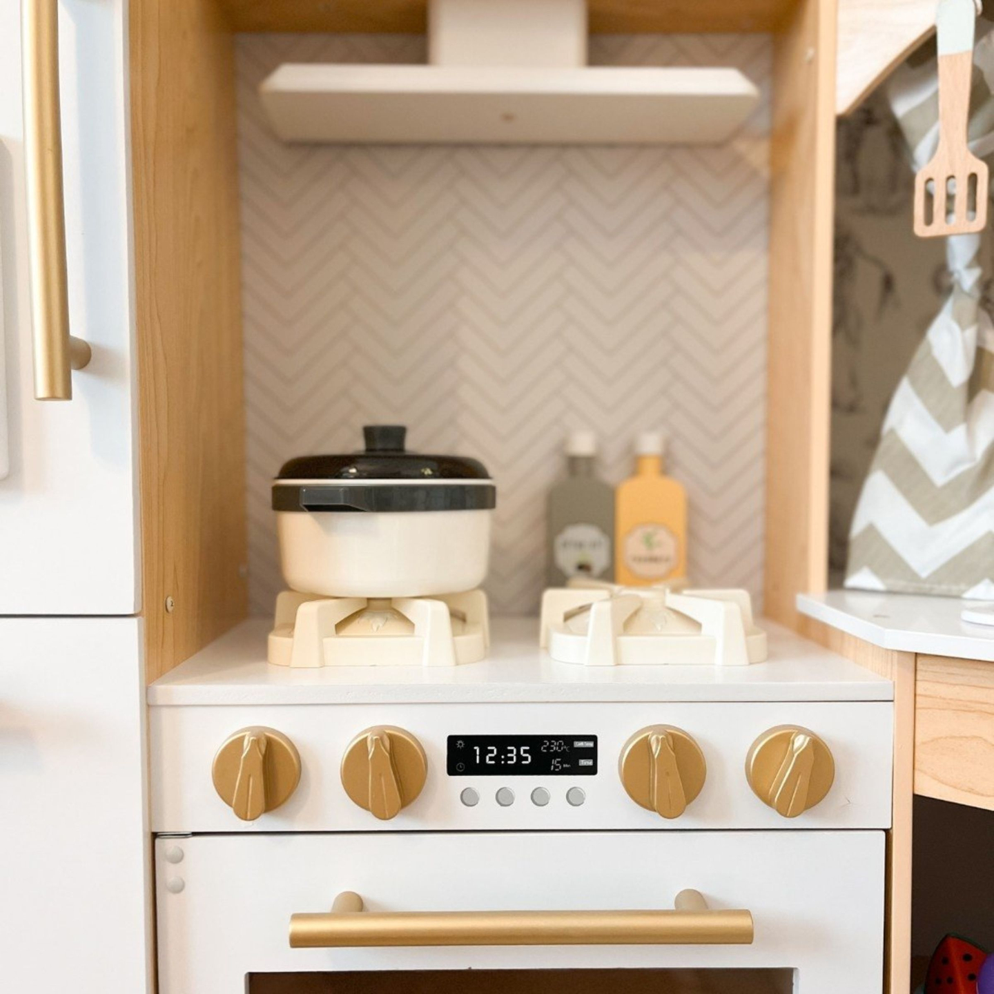 XXXXL gran cocina interactiva de madera con iluminación LED, lavadora microondas cafetera y juego de frutas y verduras - 50 elementos