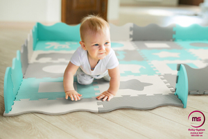 Alfombra rompecabezas de espuma XL 150 x 150 x 1 cm con borde - espuma EVA - menta