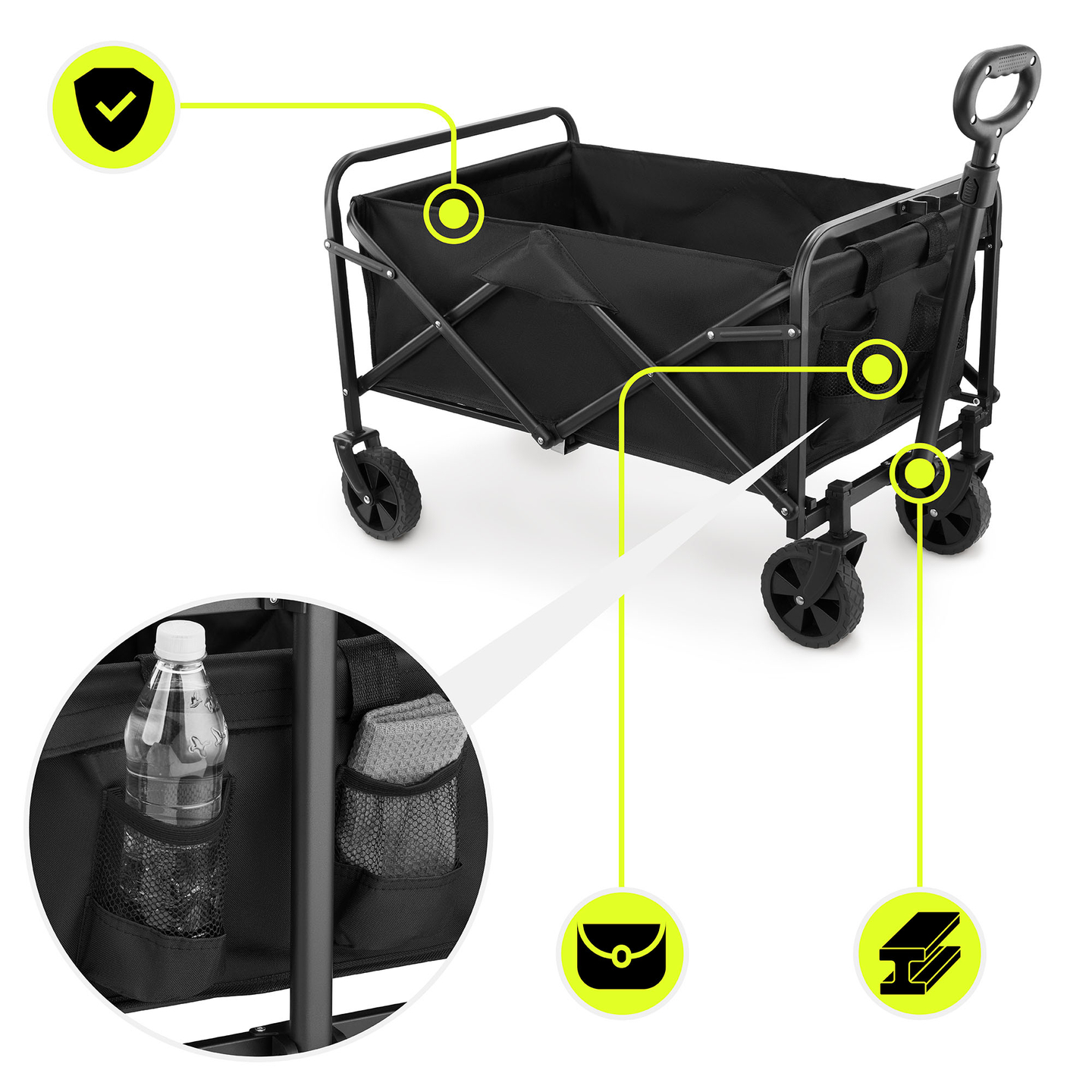 Silla de ruedas de playa plegable HyperMotion - negra, 80 kg