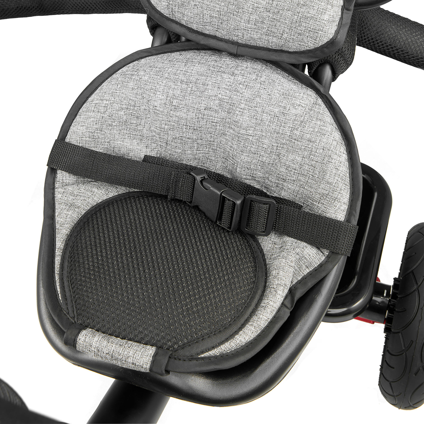 Triciclo para niños de 1 a 4 años - TOBI FREY - color gris - giratorio - ruedas hinchables + empujador