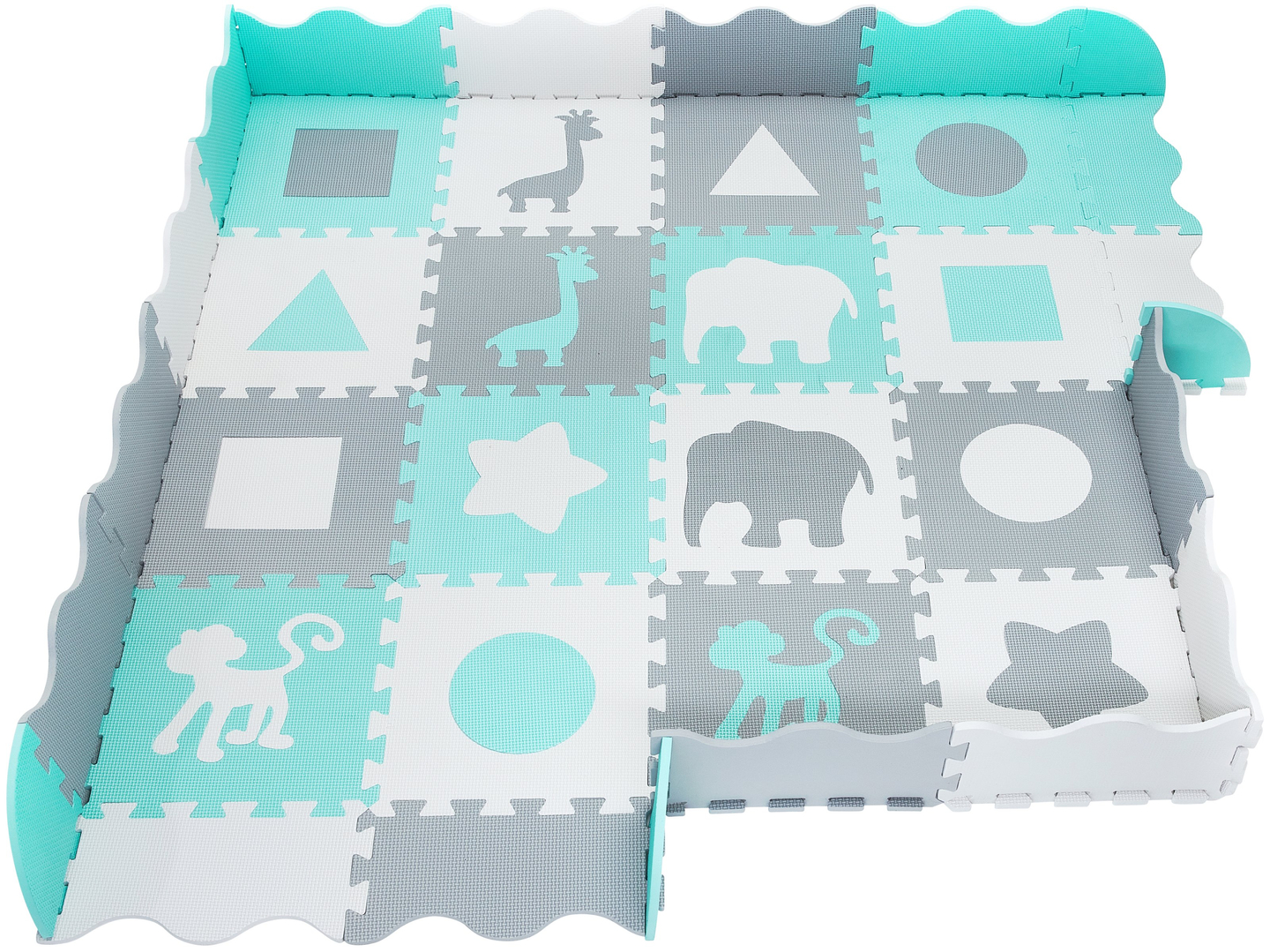Alfombra rompecabezas de espuma XL 150 x 150 x 1 cm con borde - espuma EVA - menta