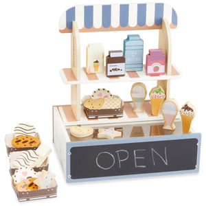 Tienda plegable de madera - cafetería, confitería con accesorios