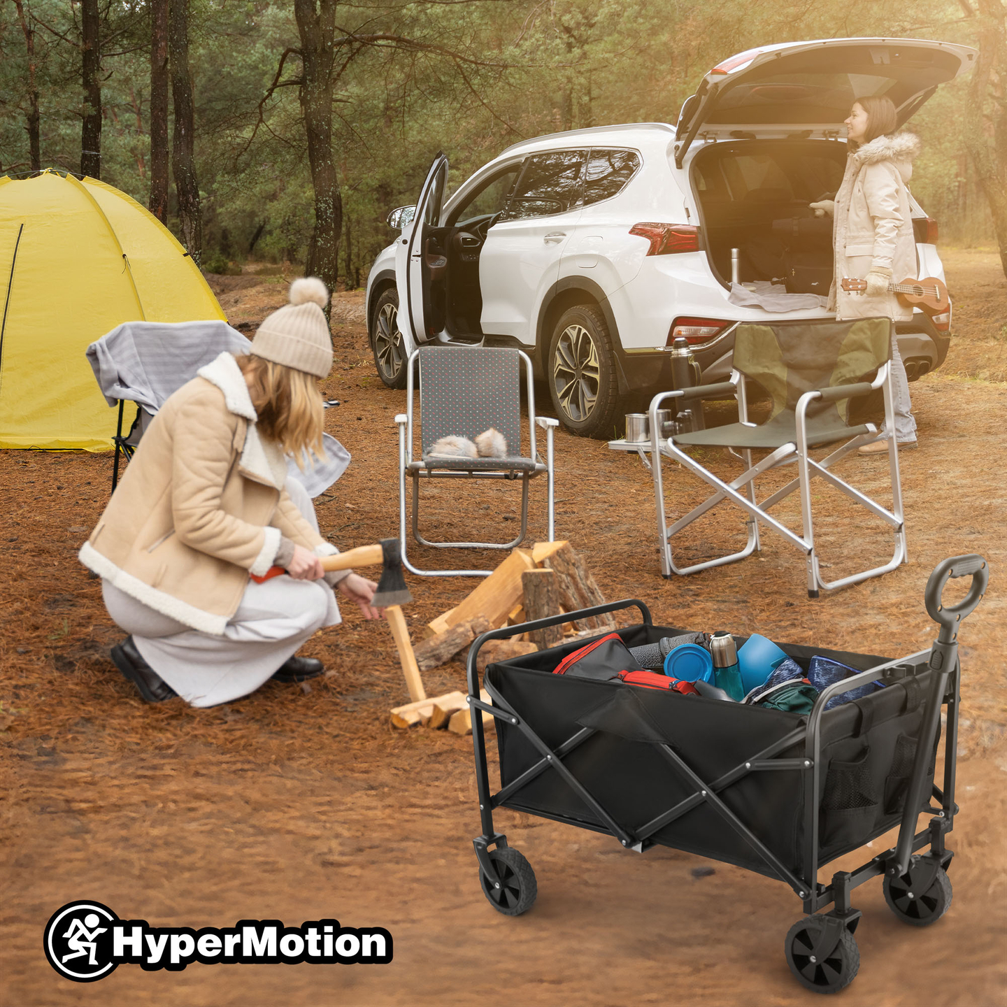 Silla de ruedas de playa plegable HyperMotion - negra, 80 kg